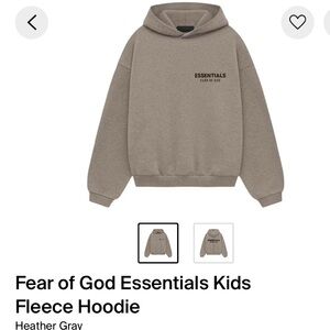 Fear of God Essentials Kids Heather Gray Hoodie size 8